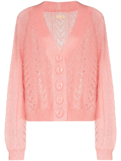 Bytimo Pointelle-knit Cardigan In Pink