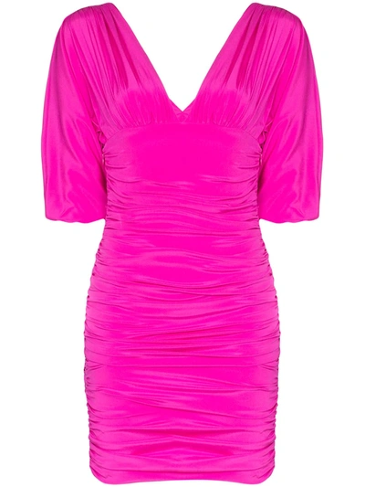 Alexandre Vauthier Gathered Silk Mini Dress In Pink
