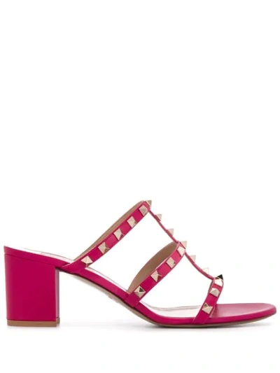 Valentino Garavani Rockstud Mid-heel Sandals In Pink