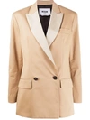 Msgm Double-breasted Blazer In Brown