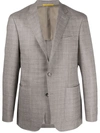 Canali Kei Slim-fit Linen-blend Blazer In Grey