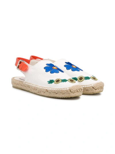 Stella Mccartney Kids' Floral Embroidered Espadrilles In White