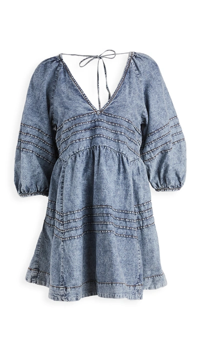 light blue free people dress Dani Gown in Navy – Tulle A-Line Lace Prom Dress main image 0