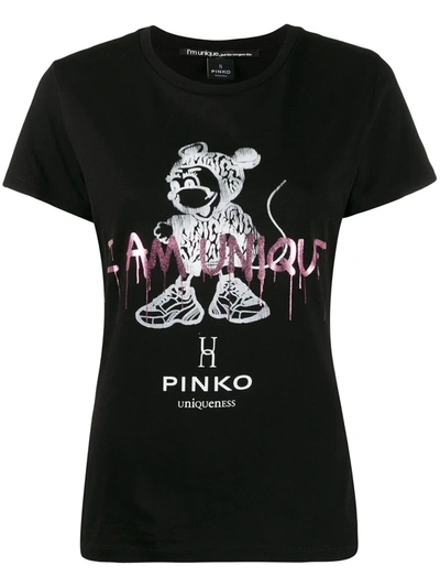 Pinko T-shirt Mit Grafischem Print In Black
