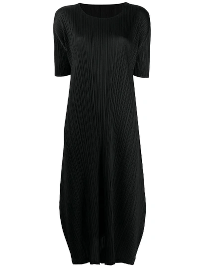 Issey Miyake Micro-pleated Midi Dress In Black