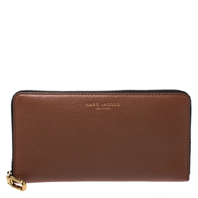 Pre-owned Marc Jacobs Caramel Brown Leather Zip Around Wallet
