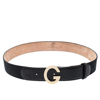 Pre-owned Gucci Black Gg Canvas G Buckle Belt 95cm