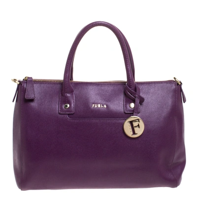 Pre-owned Furla Purple Leather Medium Linda Tote