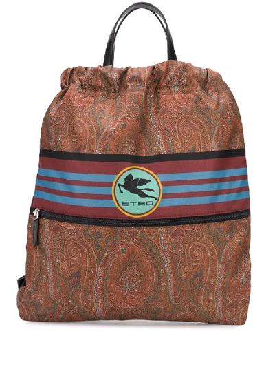 Etro Paisley Print Backpack In Brown