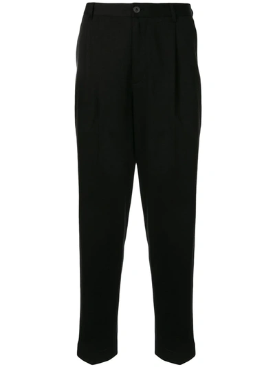 Kent & Curwen Inverted Pleat Cropped Leg Trousers In Black