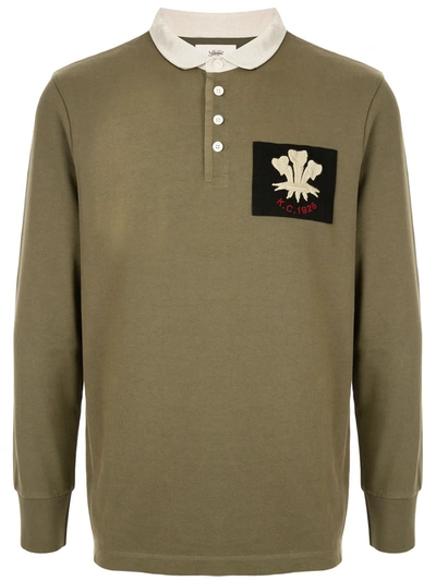 Kent & Curwen Crest Embroidered Rugby Shirt In Green