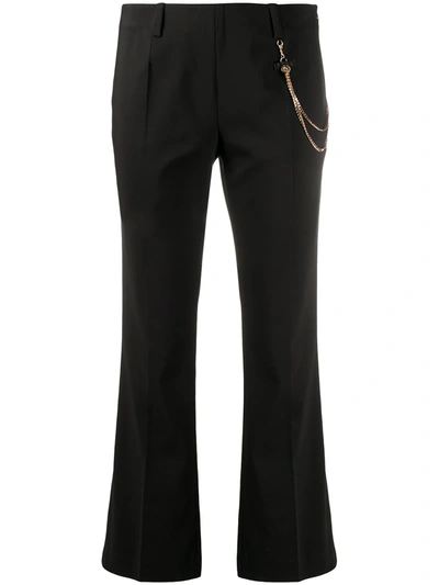 Liu •jo Chain-detail Cropped Flared Trousers In Black