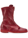 Guidi Worn Effect Boots In Red