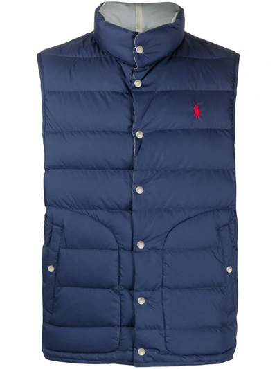 Polo Ralph Lauren Padded Ribbed Gilet In Blue