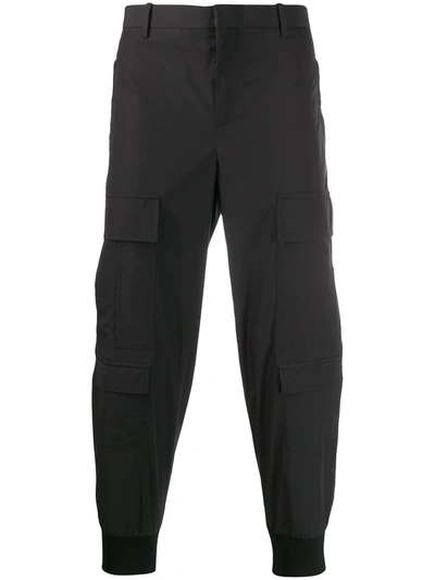 Neil Barrett Gathered Ankle Cargo Trousers In Black