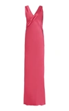 Helmut Lang Sash-detailed Duchess Satin Dress In Pink