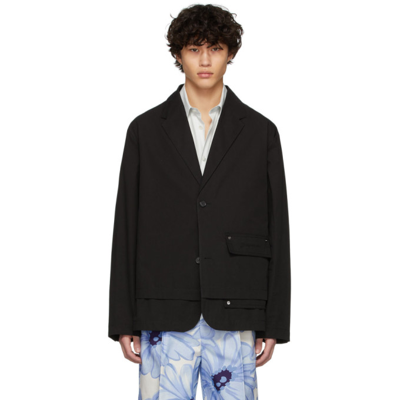 Jacquemus Artichaut Layered Cotton-canvas Jacket In Black