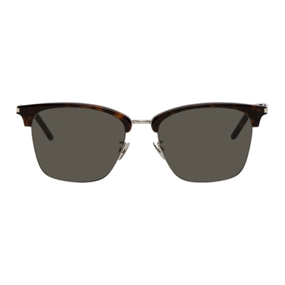 Saint Laurent D-frame Tortoiseshell Acetate And Silver-tone Sunglasses In 211 Havana