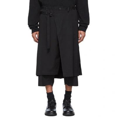 Yohji Yamamoto Black Wool Regular Wrapped Trousers