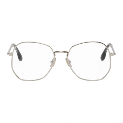 Victoria Beckham Silver Oversized Angular Glasses In 040 Silver
