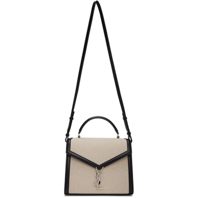 Saint Laurent Off-white & Black Medium Cassandra Bag In 9372 Beige