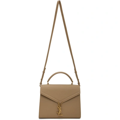 Saint Laurent Taupe Medium Cassandra Top Handle Bag In 2643 Latte