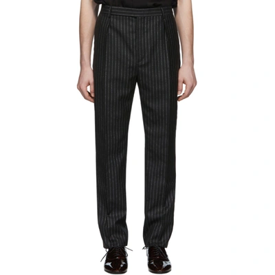 Saint Laurent Black And Silver Lame Trousers In 1081 Noirar
