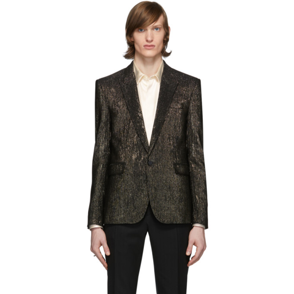 Saint Laurent Men's Metallic Suit Jacket In 7362 Ornoir ModeSens