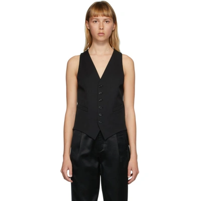 Saint Laurent Black Wool Classic Vest In 1000 Black