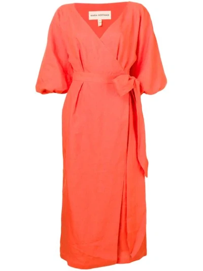 Mara Hoffman Adelina Organic Cotton And Linen-blend Wrap Midi Dress In Orange