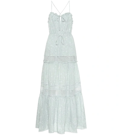 Jonathan Simkhai 'kava' Eyelet Embroidered Floral Dress In Turquoise
