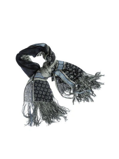 Etro Scarf In Shades Of Blue With Paisley Inlay