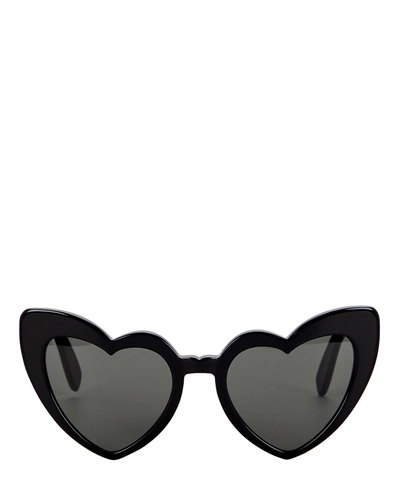 Saint Laurent Loulou Heart-shaped Sunglasses In Black