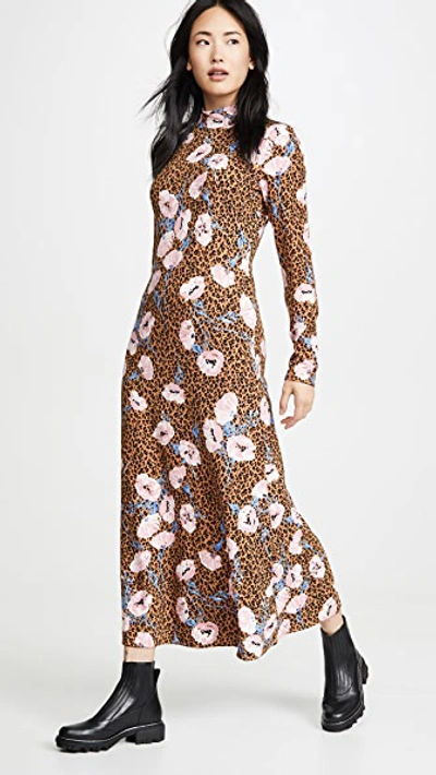 Free People Retro Romance Midi Dress In Brown Floral multi In Camel Combo ModeSens