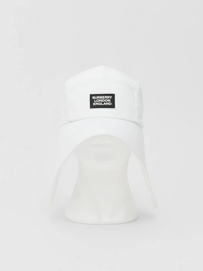 Burberry Logo Appliqué Cotton Bonnet Cap In Optic White