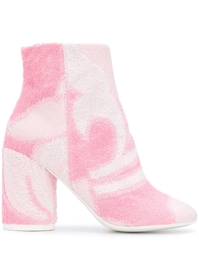 Mm6 Maison Margiela Abstract Pattern 90mm Ankle Boots In Pink