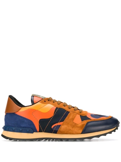 Valentino Garavani Blue & Orange Rockrunner Nappa & Fabric Sneaker