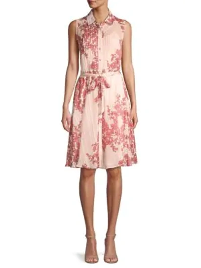 Nanette Lepore Floral Pintucked Shirtdress In Apricot