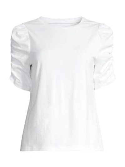 Kate Spade Women's Ruched-sleeve T-shirt In Fresh White