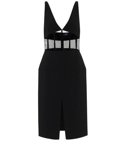Mugler Mesh-paneled Scuba Midi Dress In Black