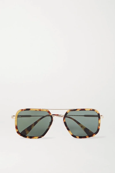 Prada Aviator-style Gold-tone And Tortoiseshell Acetate Sunglasses
