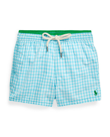 baby boy gingham swim trunks