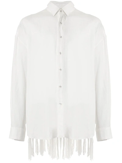 Yoshiokubo Long Sleeve Aran Knit Shirt In White