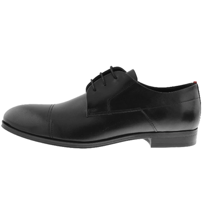 Hugo Boss - Leather Derby Shoes With Red Accented Sole - Black