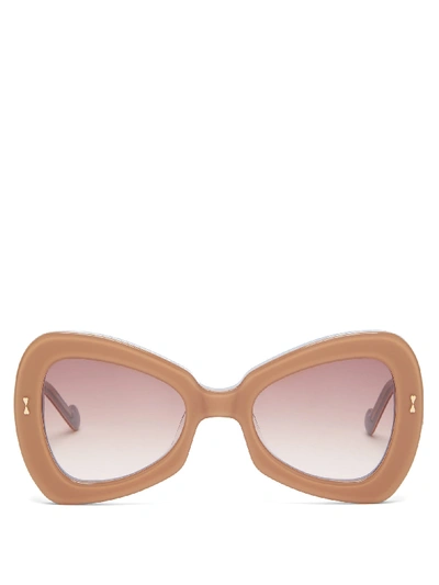 Zimmermann Aurora Oversized Butterfly Acetate Sunglasses In Tan Light Brown