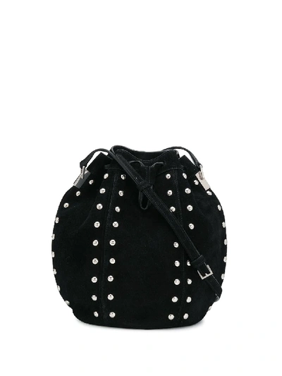 Saint Laurent Talitha Studded Suede Bucket Bag In Black