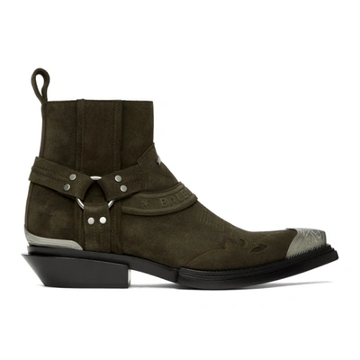 Balenciaga Santiag Harness Suede Western Boots In 3212 Khlnik