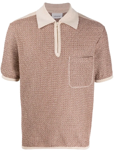 Lemaire Geometric-knitted Cotton Polo Shirt In Brown