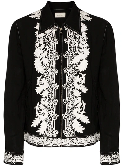 Bed J.w. Ford Embroidered Zip-through Crepe Jacket In Black