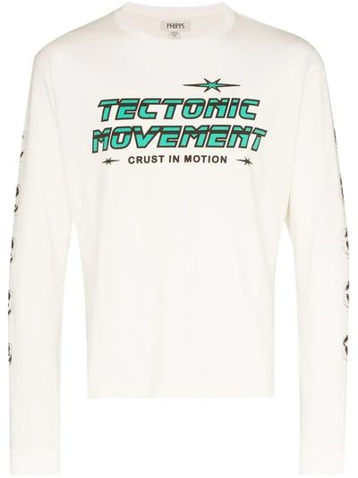 Phipps Tectonic Printed-cotton Long-sleeve T-shirt In White